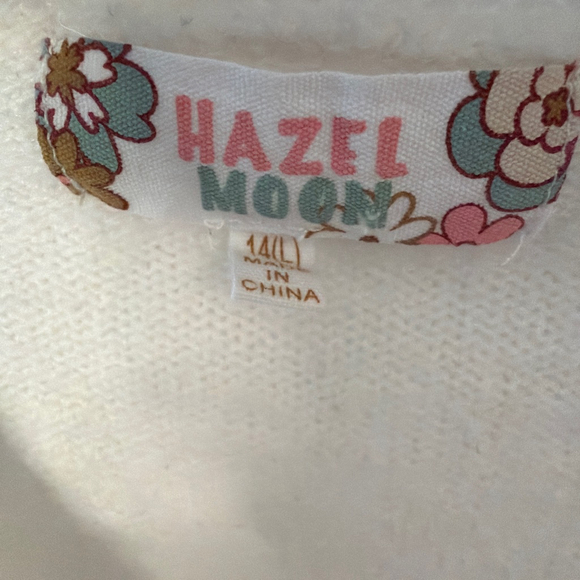 Hazel Moon Romantic Floral Applique Whimsical Cottagecore Cardigan Size L 14 - Picture 2 of 8